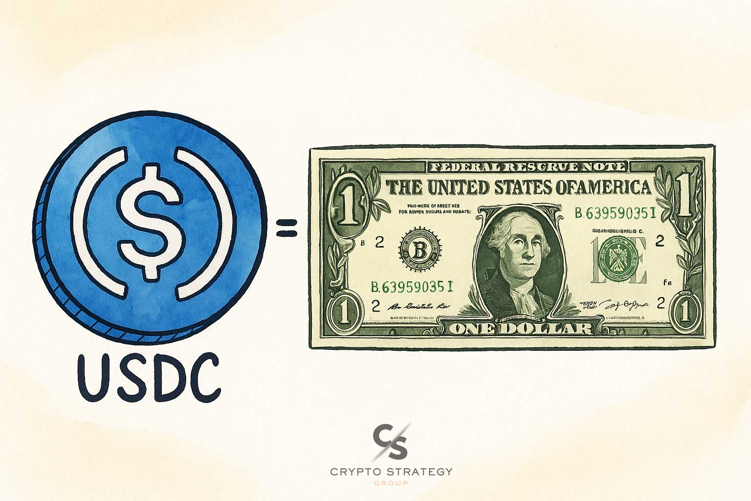 USDC-equals-one-dollar USDC pegged to the dollar
