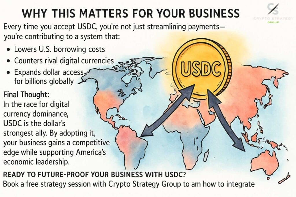 a map of the world with arrows pointing at a usdc coin
